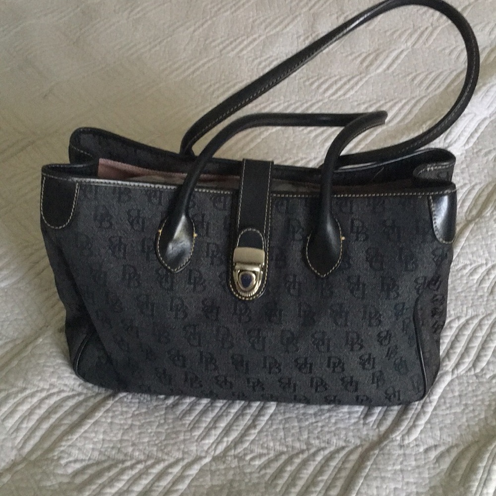 Leather and canvas tote